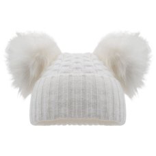 H674-W: White Checked Hat w/Pom Poms (2-5 Years)